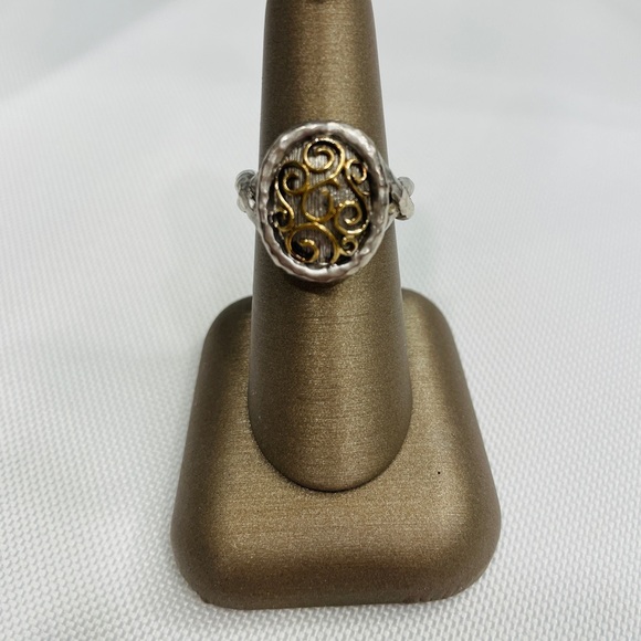 Gabriel&CoSilver And 18k Filigree Hammered Ring Size 7 - Picture 2 of 9